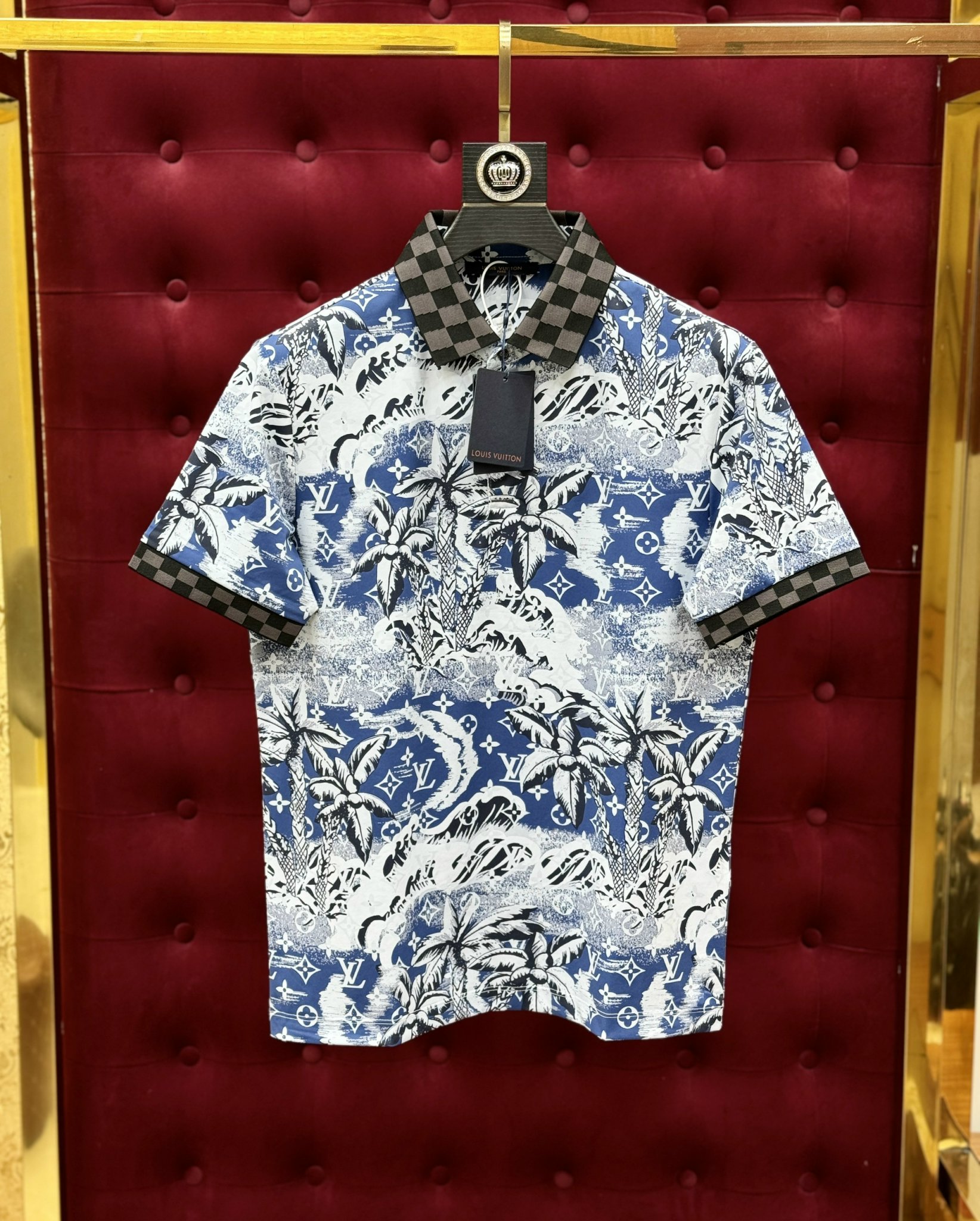 Áo polo Louis Vuitton LV họa tiết loang màu cây dừa Like Auth 1-1 on web CD